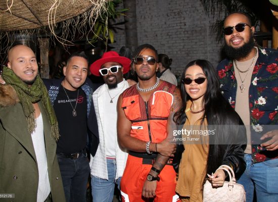 LOS ANGELES, CALIFORNIA - DECEMBER 15: (L-R) Frankee Razor, Neil Collins, Nam Jonze, Matt B, Angela V Benson and William Pierre attend Tripp Brand and Breaking Hits - LA - Holiday Music Celebration - Grammy Artist! at De Buena Planta on December 15, 2022 in Los Angeles, California. (Photo by Arnold Turner/Getty Images for Tripp brand x Breaking Hits )
